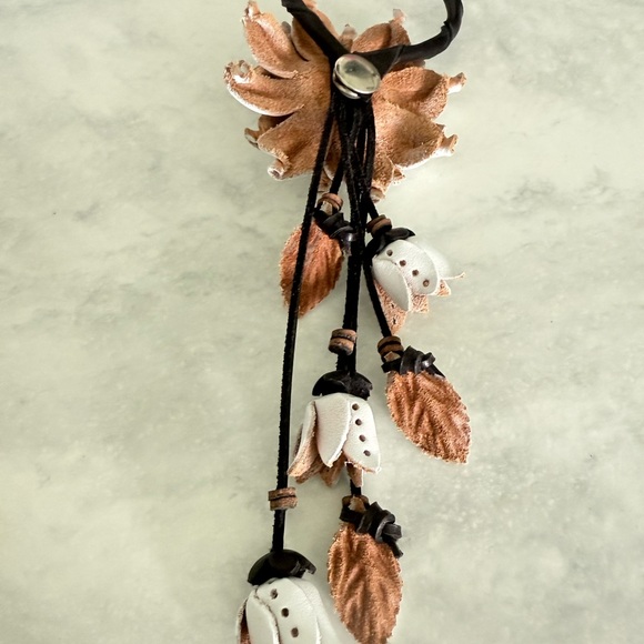 White Floral Leather Flower - Picture 3 of 7